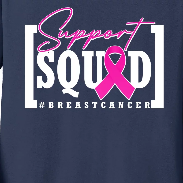 Support Squad #Breast Cancer Awareness Warrior Kids Long Sleeve Shirt