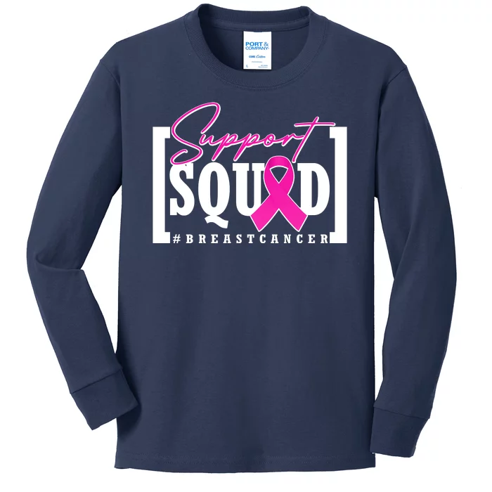 Support Squad #Breast Cancer Awareness Warrior Kids Long Sleeve Shirt