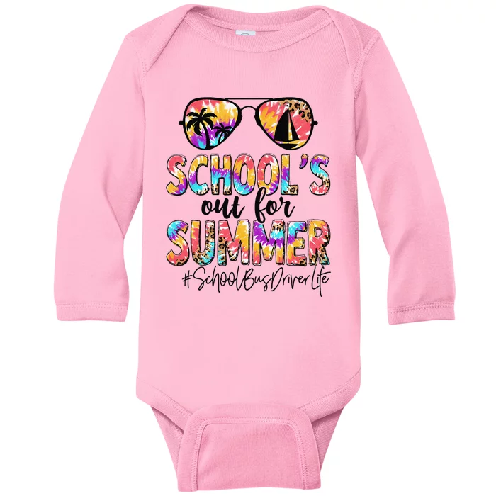 Summer School Bus Driver Day Out For Summer Tie Dye Baby Long Sleeve Bodysuit