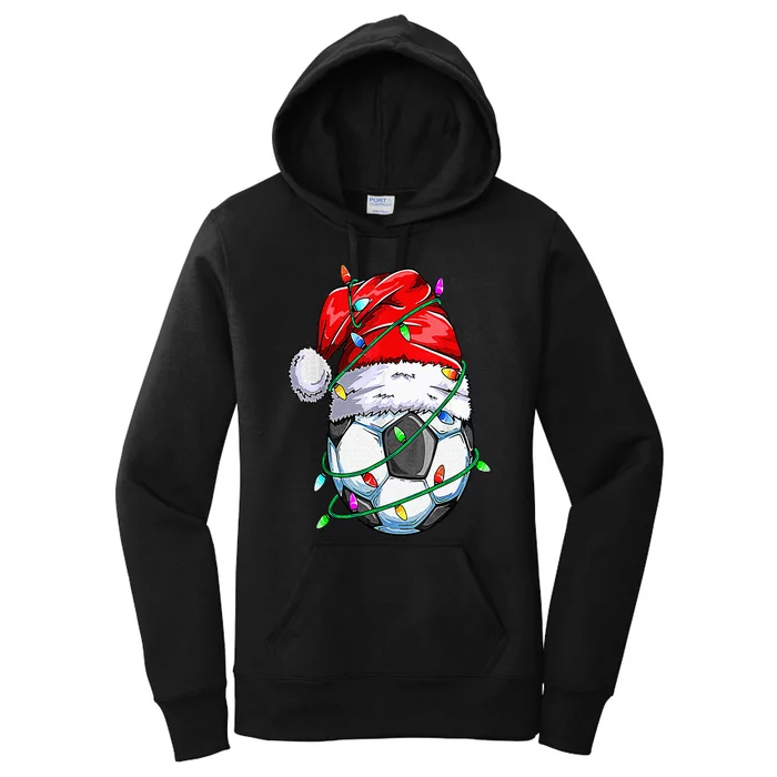 Santa Soccer Ball Sports Design Christmas Soccer Player Women's Pullover Hoodie