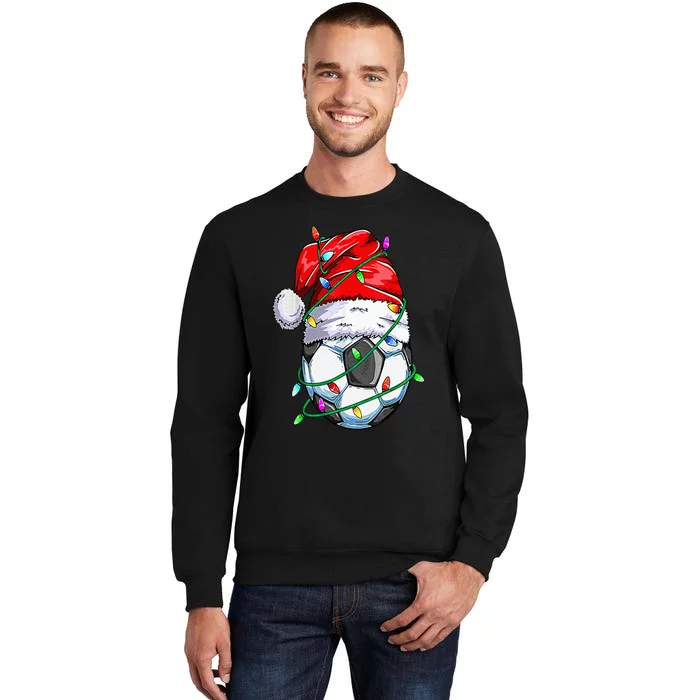 Santa Soccer Ball Sports Design Christmas Soccer Player Tall Sweatshirt