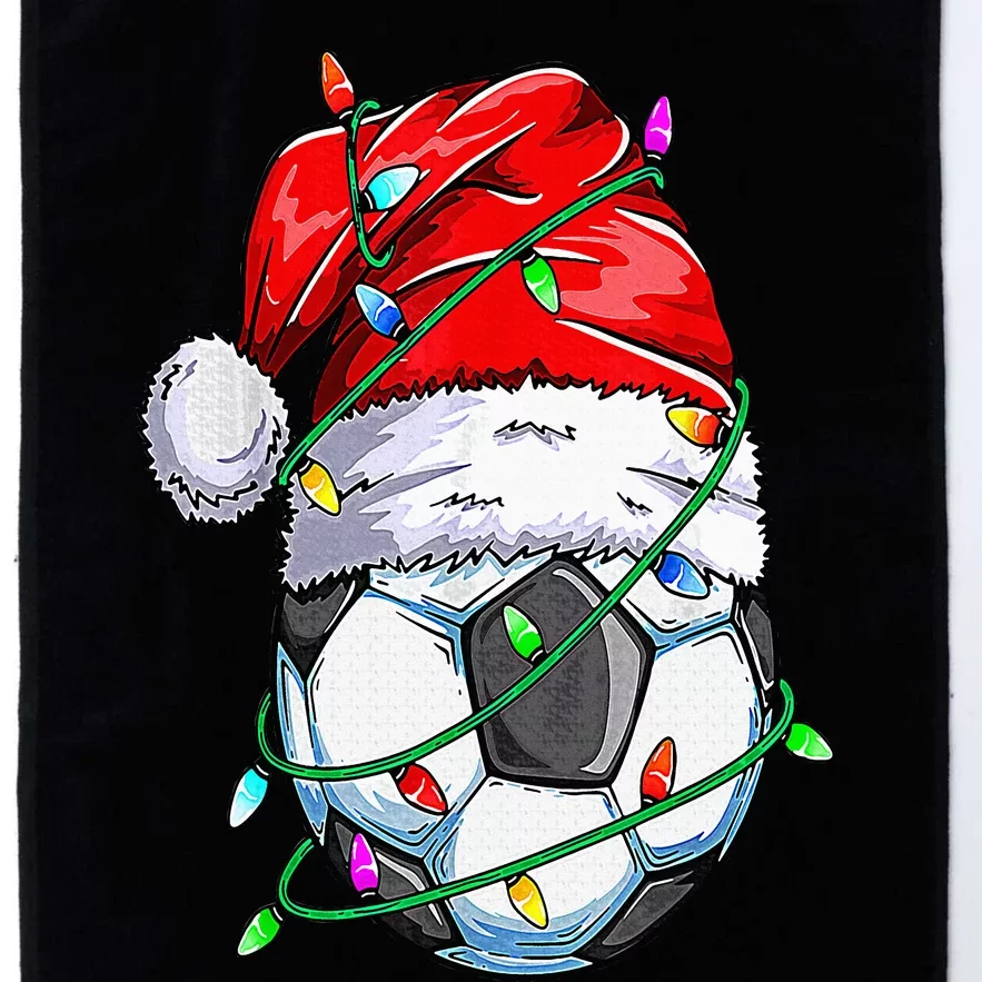 Santa Soccer Ball Sports Design Christmas Soccer Player Platinum Collection Golf Towel