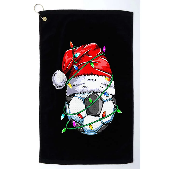 Santa Soccer Ball Sports Design Christmas Soccer Player Platinum Collection Golf Towel