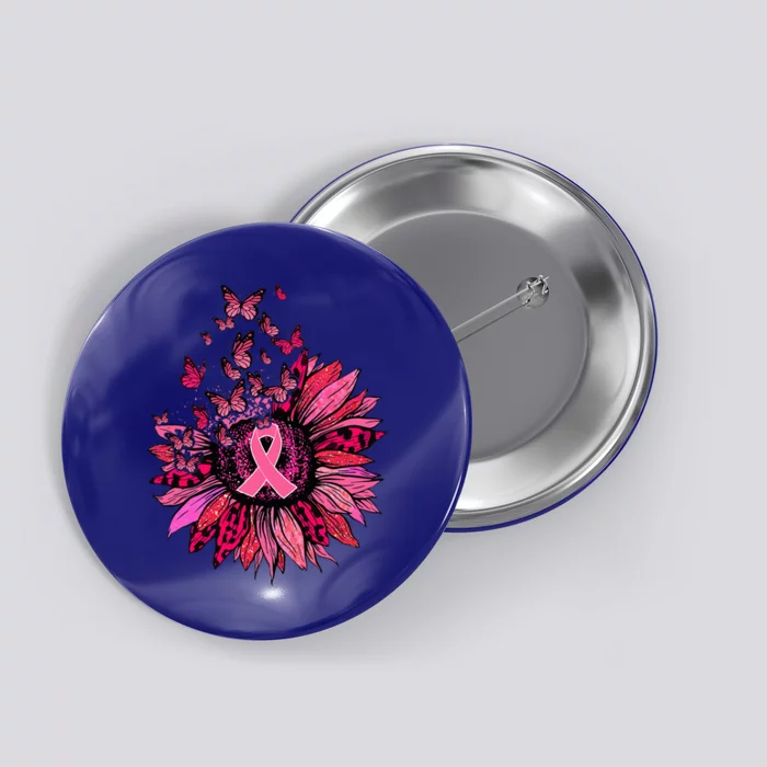 Support Squad Breast Cancer Awareness Pink Ribbon Butterfly Button