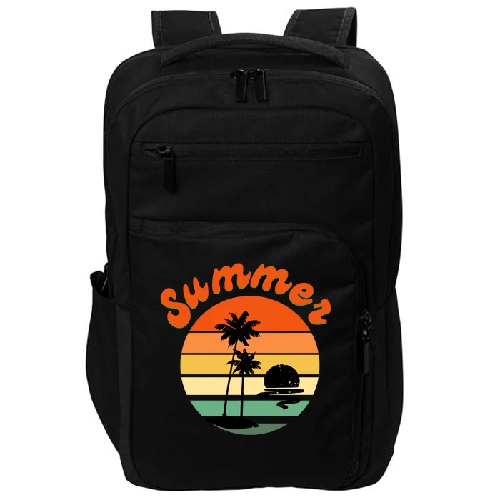 Summer Sunset Beach Retro Vacation Impact Tech Backpack