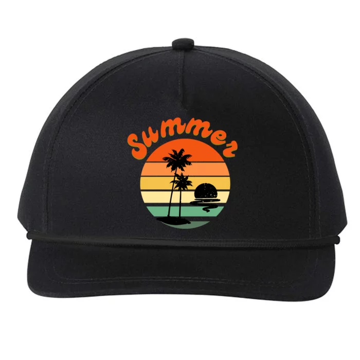 Summer Sunset Beach Retro Vacation Snapback Five-Panel Rope Hat