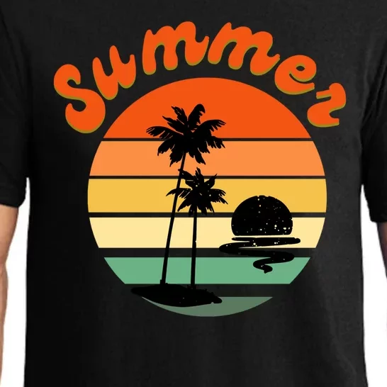 Summer Sunset Beach Retro Vacation Pajama Set