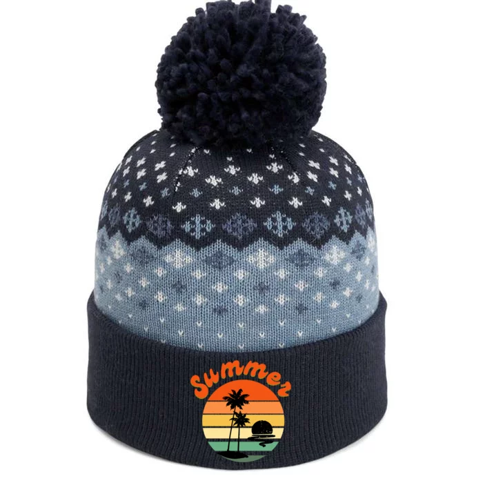 Summer Sunset Beach Retro Vacation The Baniff Cuffed Pom Beanie