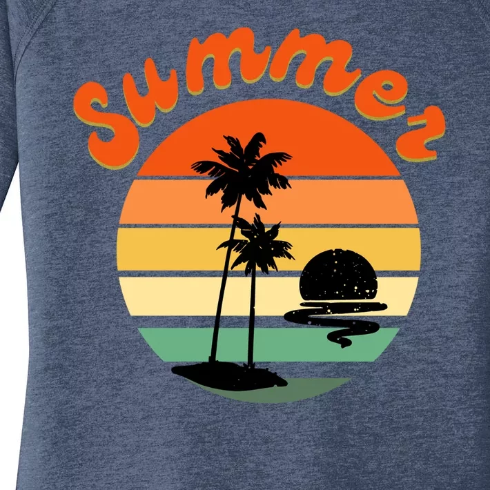 Summer Sunset Beach Retro Vacation Women's Perfect Tri Tunic Long Sleeve Shirt