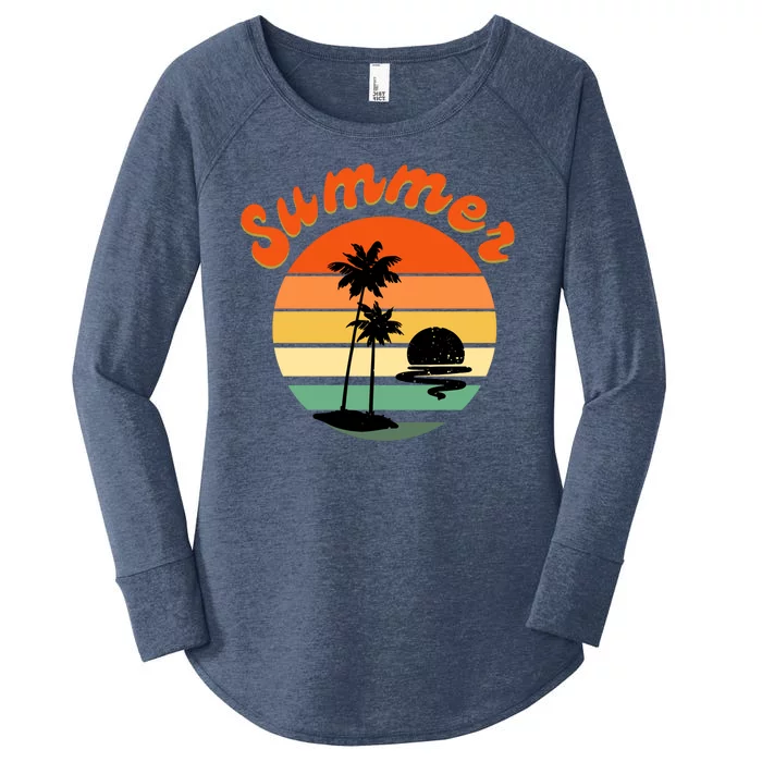 Summer Sunset Beach Retro Vacation Women's Perfect Tri Tunic Long Sleeve Shirt