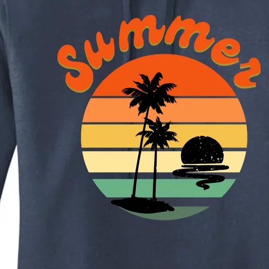 Summer Sunset Beach Retro Vacation Women's Pullover Hoodie