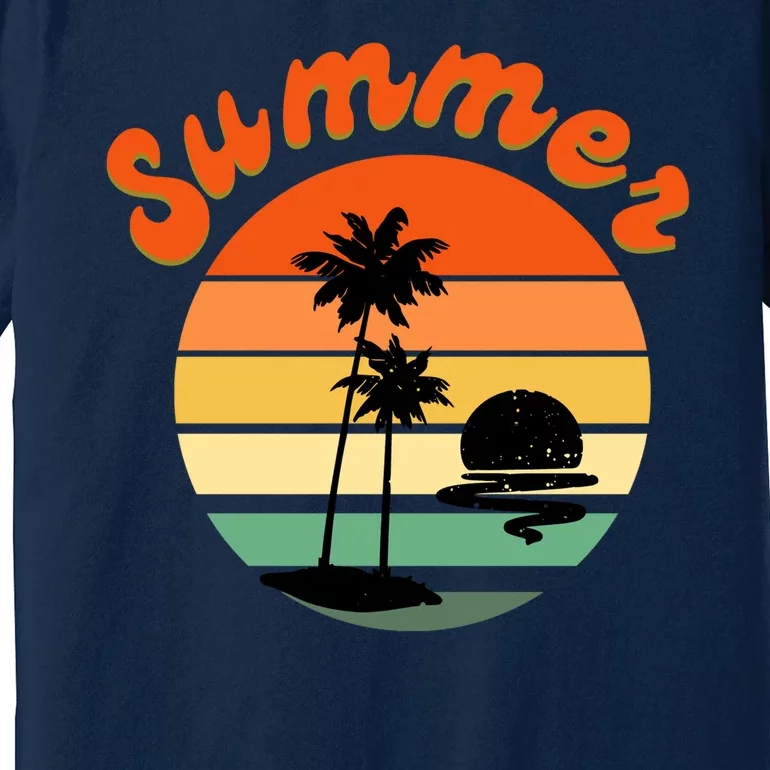 Summer Sunset Beach Retro Vacation Premium T-Shirt