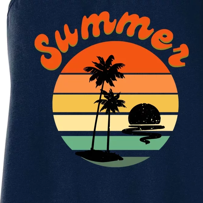 Summer Sunset Beach Retro Vacation Women's Racerback Tank