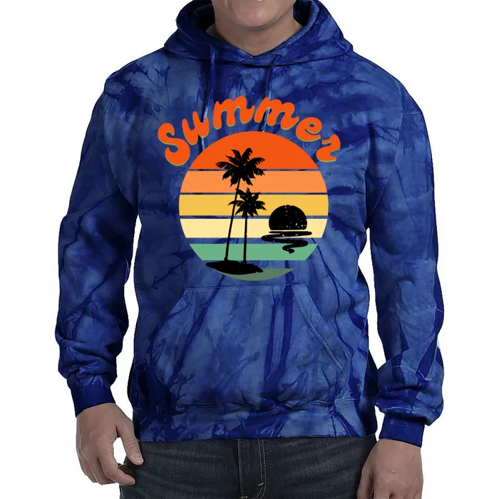 Summer Sunset Beach Retro Vacation Tie Dye Hoodie