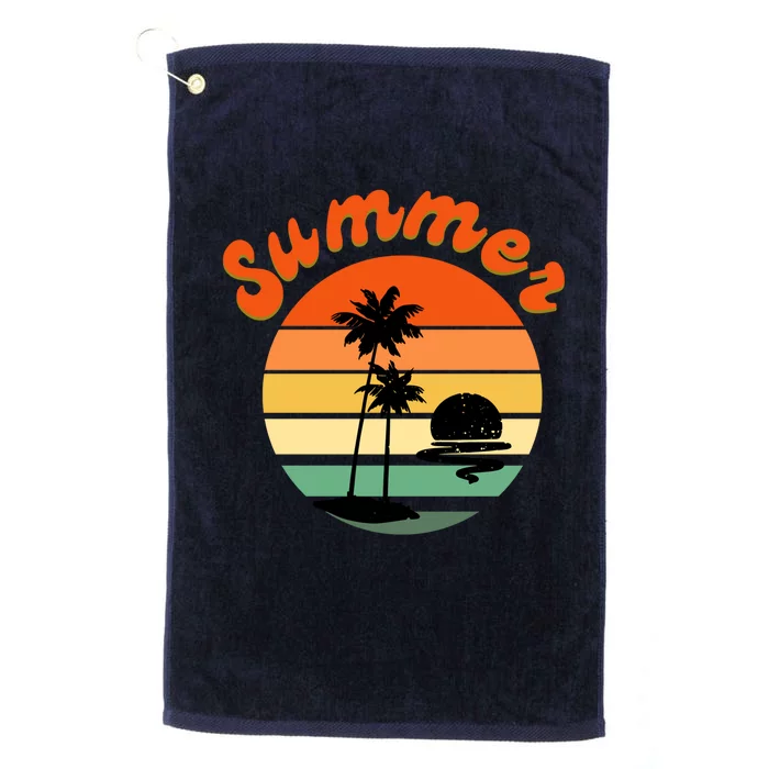 Summer Sunset Beach Retro Vacation Platinum Collection Golf Towel