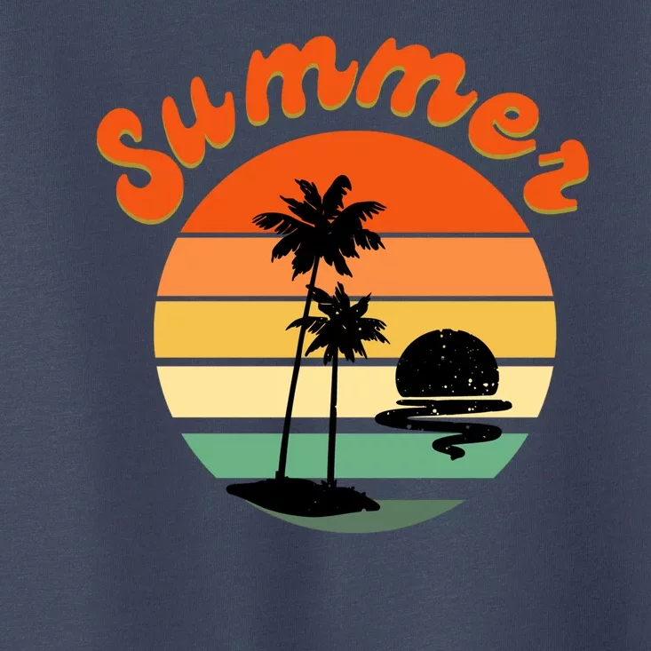 Summer Sunset Beach Retro Vacation Toddler T-Shirt