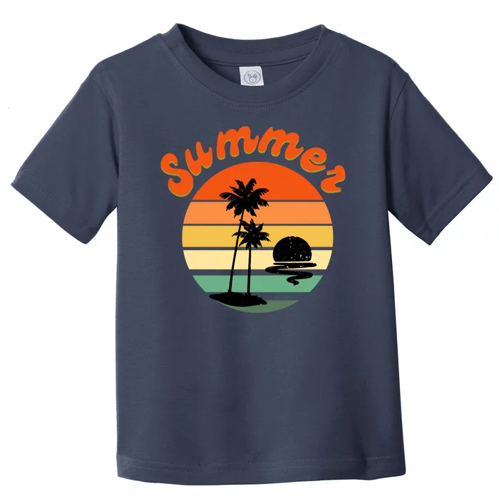 Summer Sunset Beach Retro Vacation Toddler T-Shirt