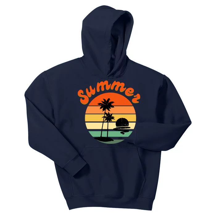 Summer Sunset Beach Retro Vacation Kids Hoodie