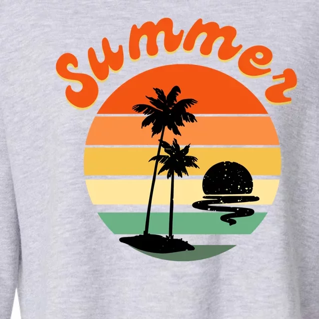 Summer Sunset Beach Retro Vacation Cropped Pullover Crew