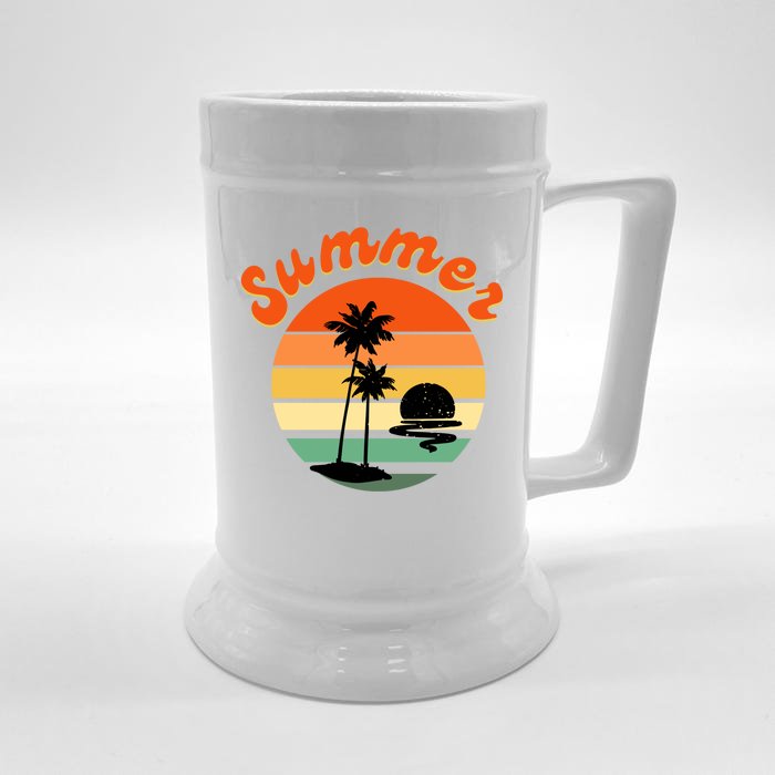 Summer Sunset Beach Retro Vacation Front & Back Beer Stein