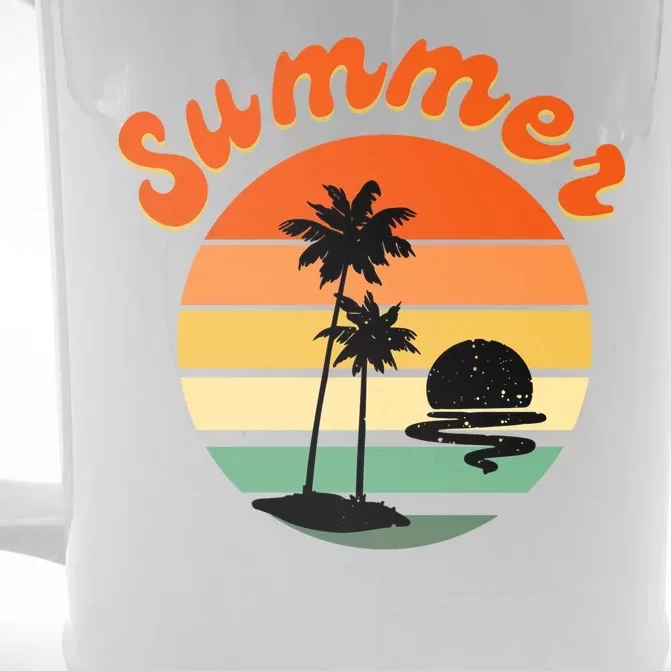 Summer Sunset Beach Retro Vacation Front & Back Beer Stein