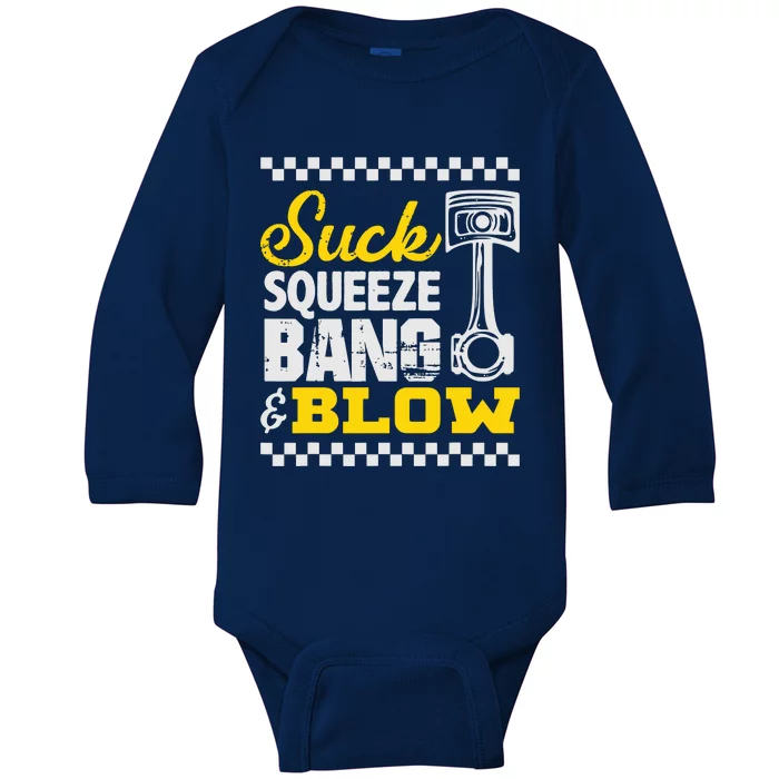 Suck Squeeze Bang Blow Car Lovers Baby Long Sleeve Bodysuit