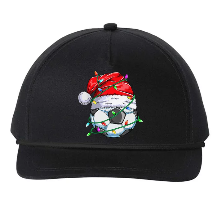 Santa Soccer Ball Sports Design- Christmas Soccer Player Snapback Five-Panel Rope Hat