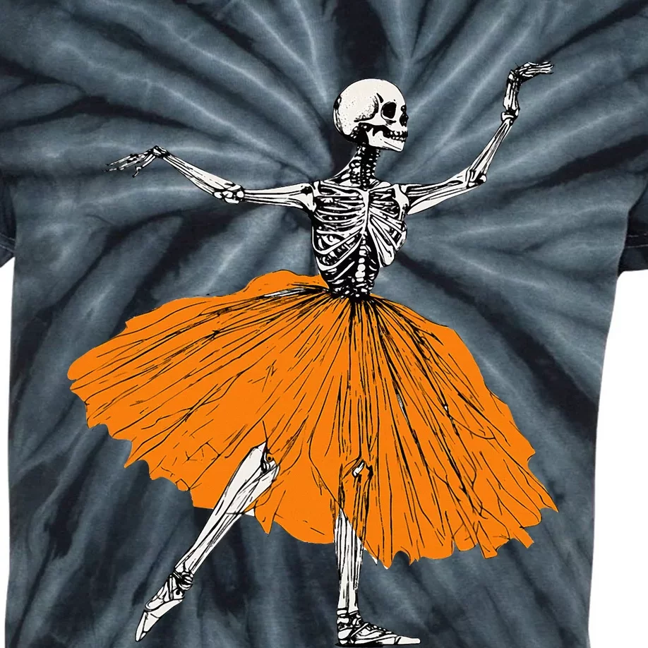 Spooky Skeleton Ballet Dance Costume for Halloween Kids Tie-Dye T-Shirt