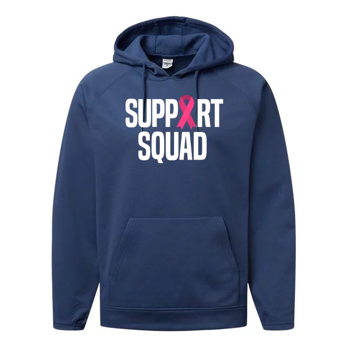 Support Squad Breast Cancer Awareness Ribbon Performance Fleece Hoodie