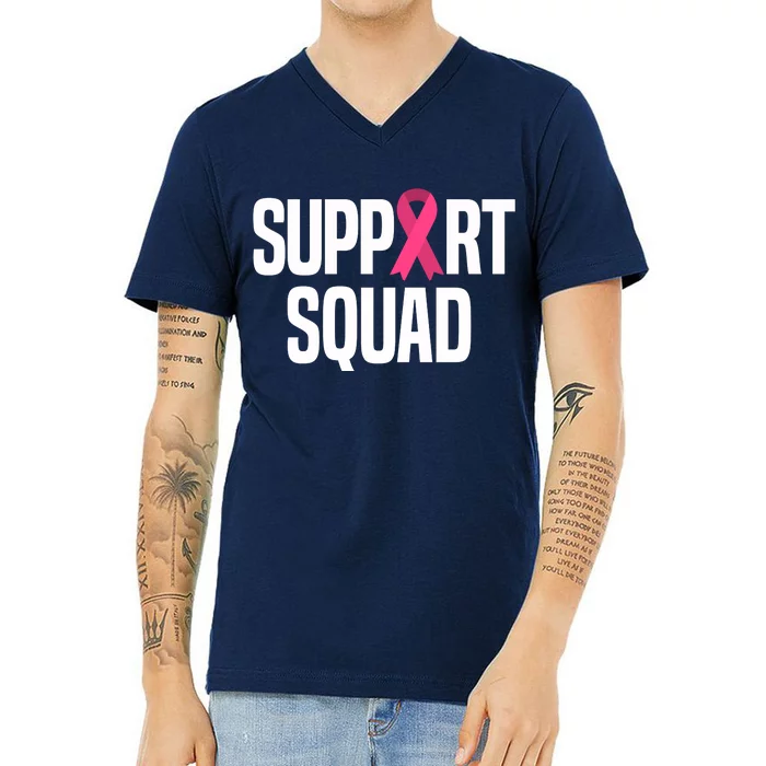 Support Squad Breast Cancer Awareness Ribbon V-Neck T-Shirt