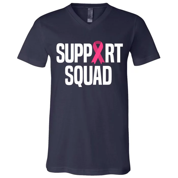 Support Squad Breast Cancer Awareness Ribbon V-Neck T-Shirt