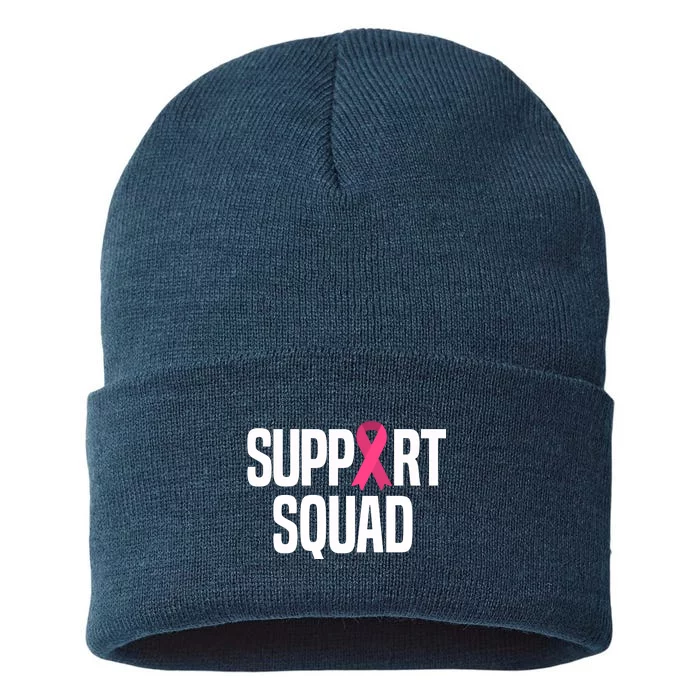 Support Squad Breast Cancer Awareness Ribbon Sustainable Knit Beanie