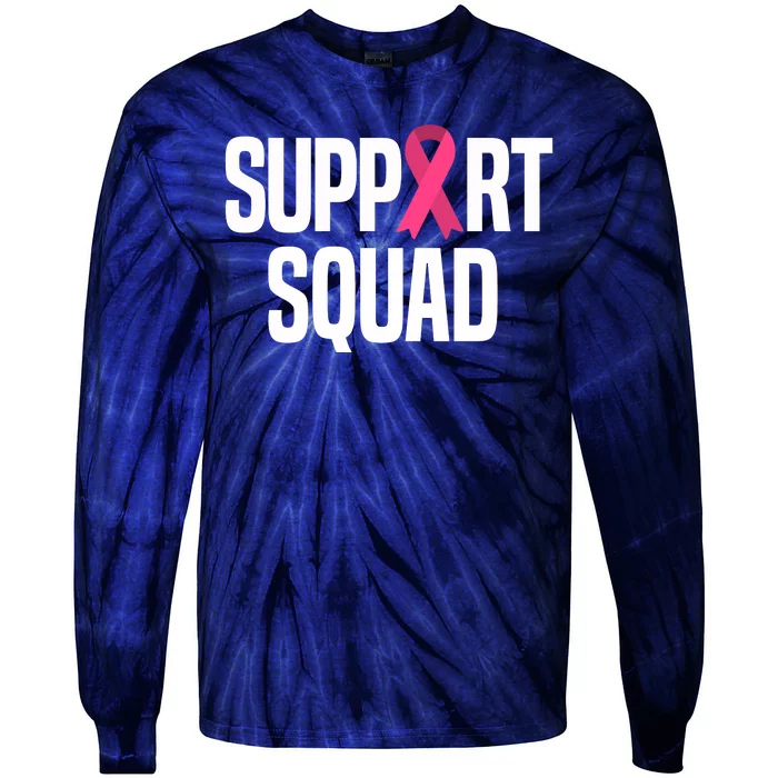 Support Squad Breast Cancer Awareness Ribbon Tie-Dye Long Sleeve Shirt