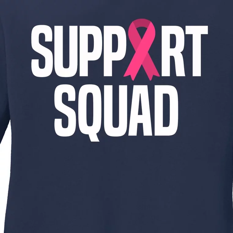 Support Squad Breast Cancer Awareness Ribbon Ladies Long Sleeve Shirt