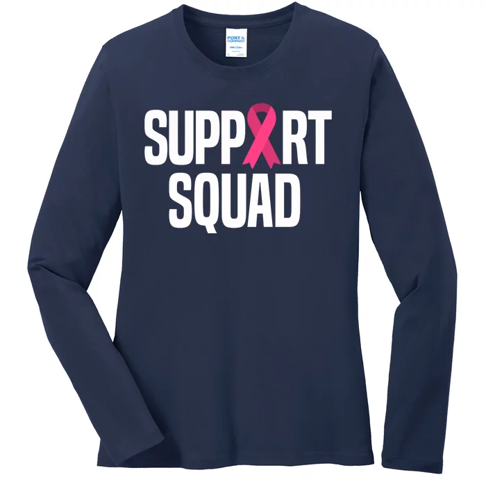 Support Squad Breast Cancer Awareness Ribbon Ladies Long Sleeve Shirt