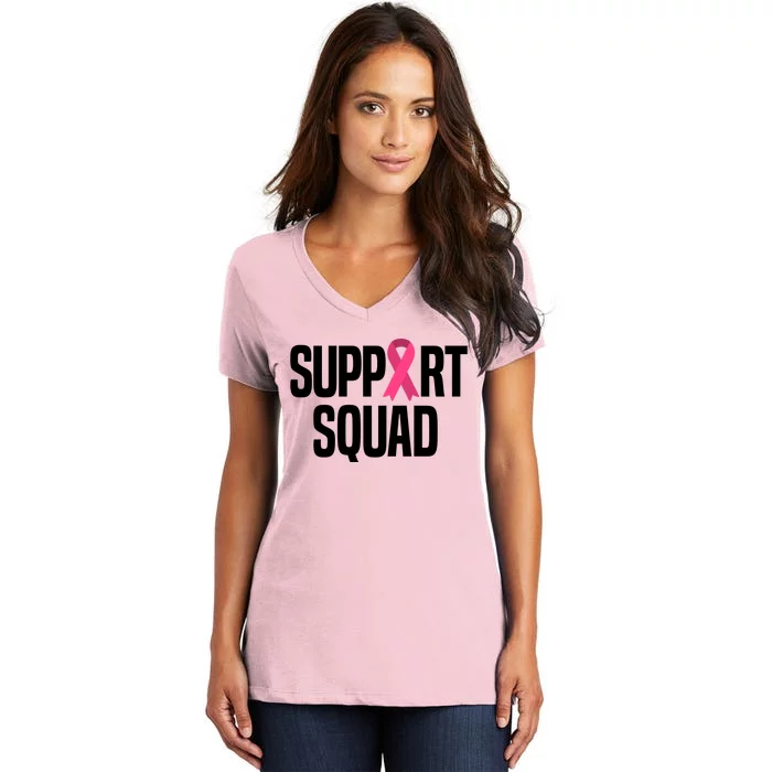 Support Squad Breast Cancer Awareness Ribbon Women's V-Neck T-Shirt