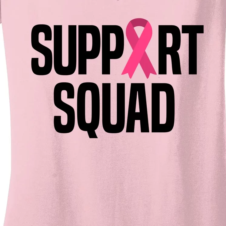 Support Squad Breast Cancer Awareness Ribbon Women's V-Neck T-Shirt