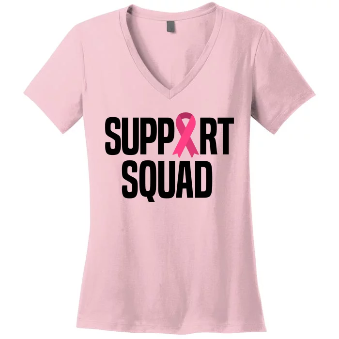 Support Squad Breast Cancer Awareness Ribbon Women's V-Neck T-Shirt