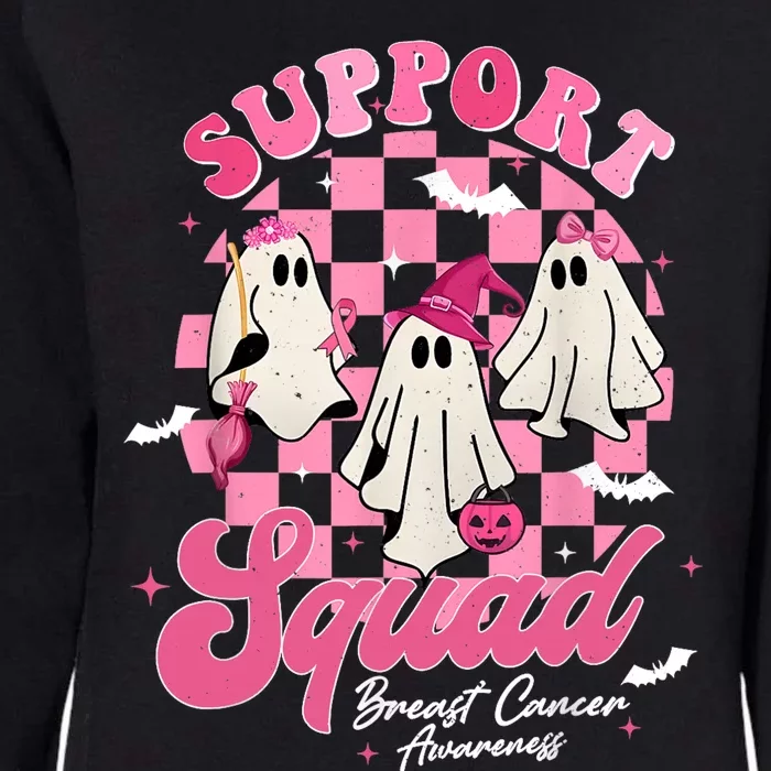 Support Squad Breast Cancer Ghost Halloween Pink Ribbon Womens California Wash Sweatshirt