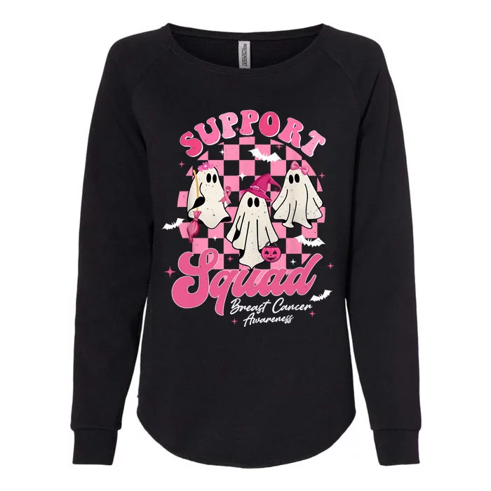 Support Squad Breast Cancer Ghost Halloween Pink Ribbon Womens California Wash Sweatshirt