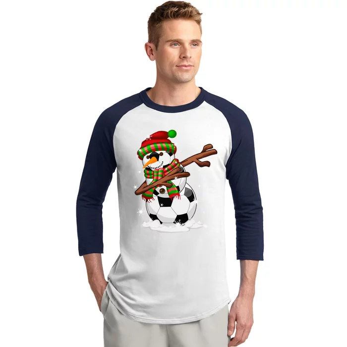 Santa Soccer Ball Snow Dab Dance Christmas Pajama Xmas Gift Baseball Sleeve Shirt