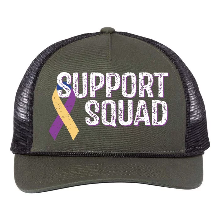 Support Squad Bladder Cancer Awareness Funny Gift Retro Rope Trucker Hat Cap