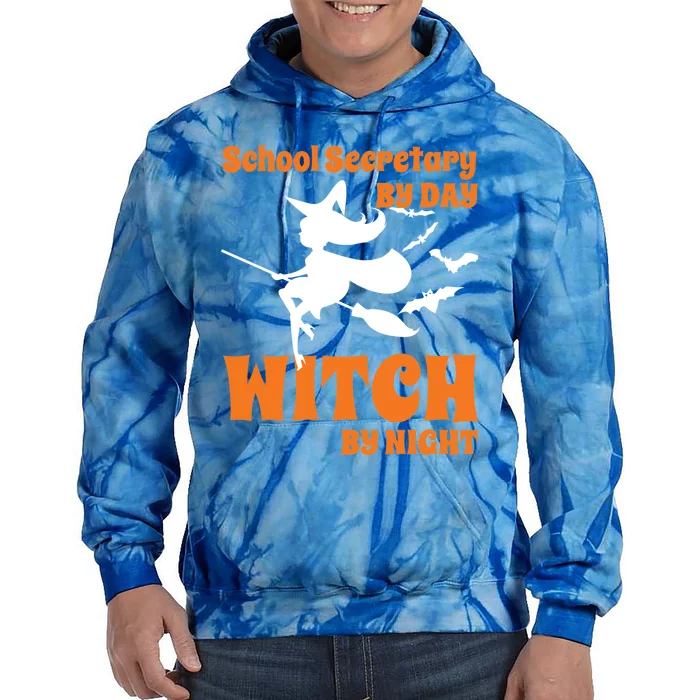 School Secretary By Day Witch By Night Teacher Halloween Meaningful Gift Tie Dye Hoodie