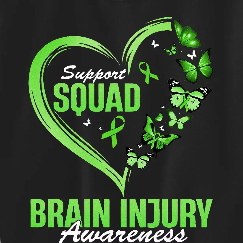 Support Squad Brain Injury Awareness Butterfly Heart Kids Sweatshirt