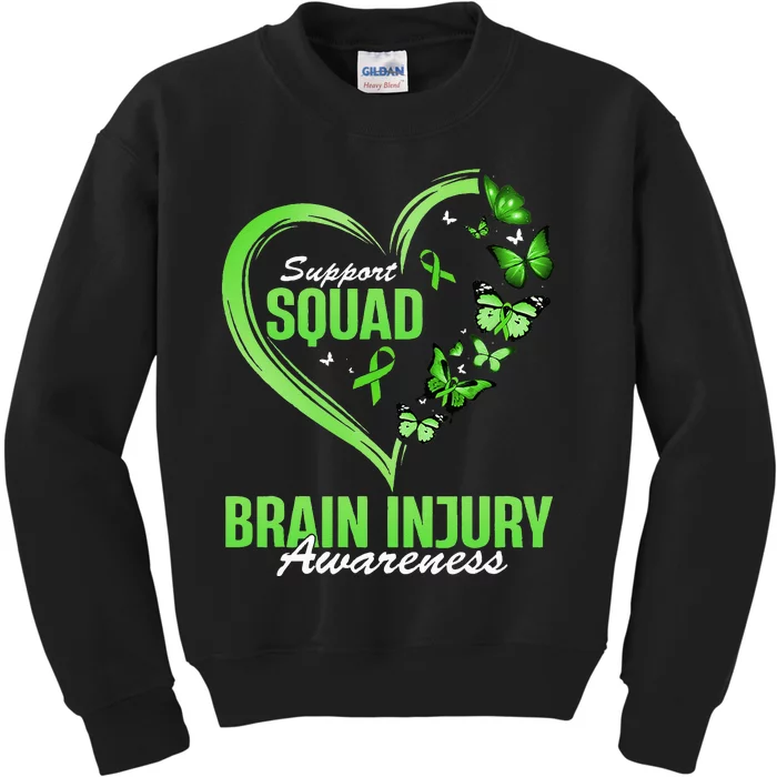 Support Squad Brain Injury Awareness Butterfly Heart Kids Sweatshirt