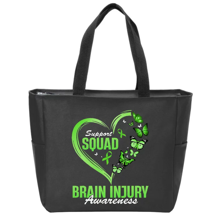 Support Squad Brain Injury Awareness Butterfly Heart Zip Tote Bag