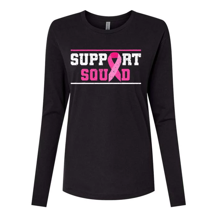 Support Squad Breast Cancer Awareness Pink Ribbon Womens Cotton Relaxed Long Sleeve T-Shirt