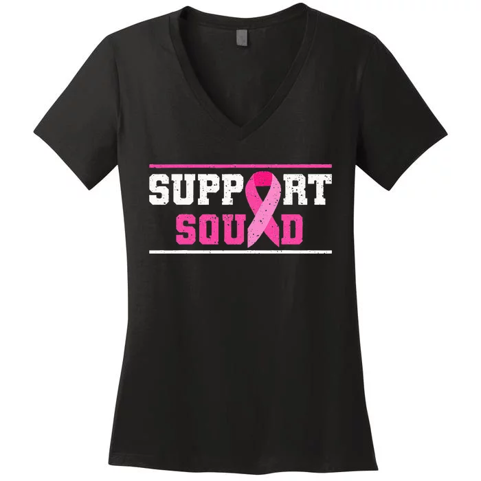 Support Squad Breast Cancer Awareness Pink Ribbon Women's V-Neck T-Shirt