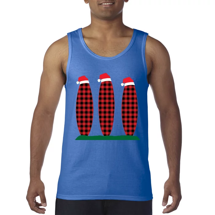 Surfer Surfboard Buffalo Plaid Family Christmas Hawaiian Gift Tank Top