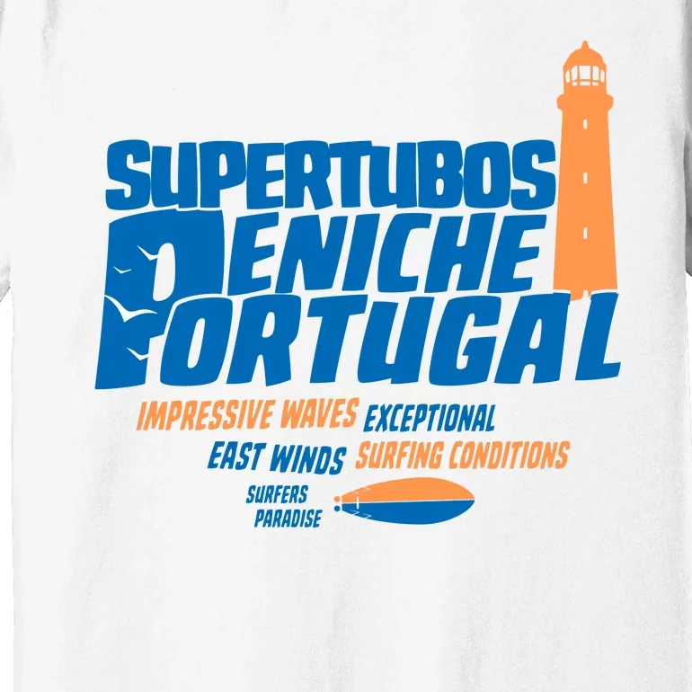 Supertubos Surf Break Peniche Portugal Premium T-Shirt